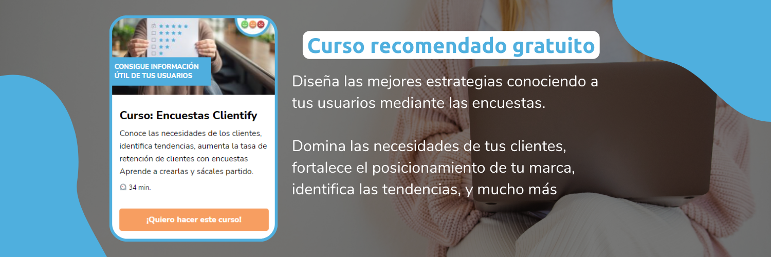 Tarjeta curso recomendado información clientes | Encuestas