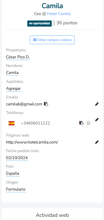 2 Ficha De Contacto En Crm Timeline