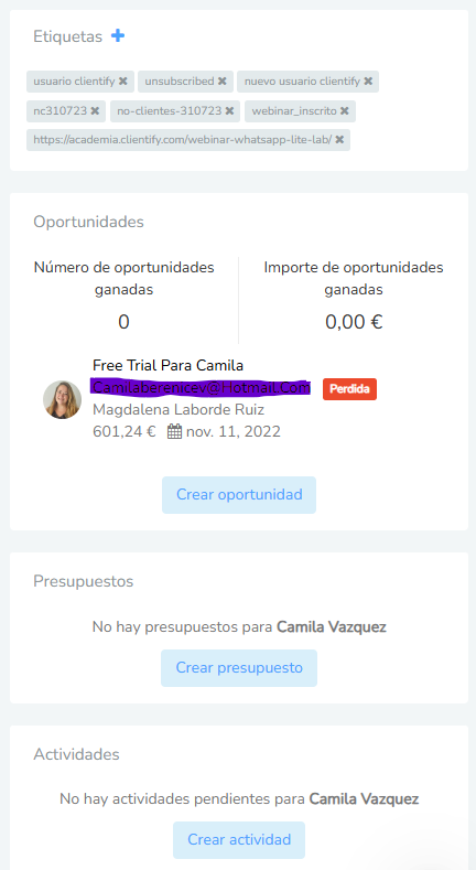 4 Ficha De Contacto En Crm Timeline