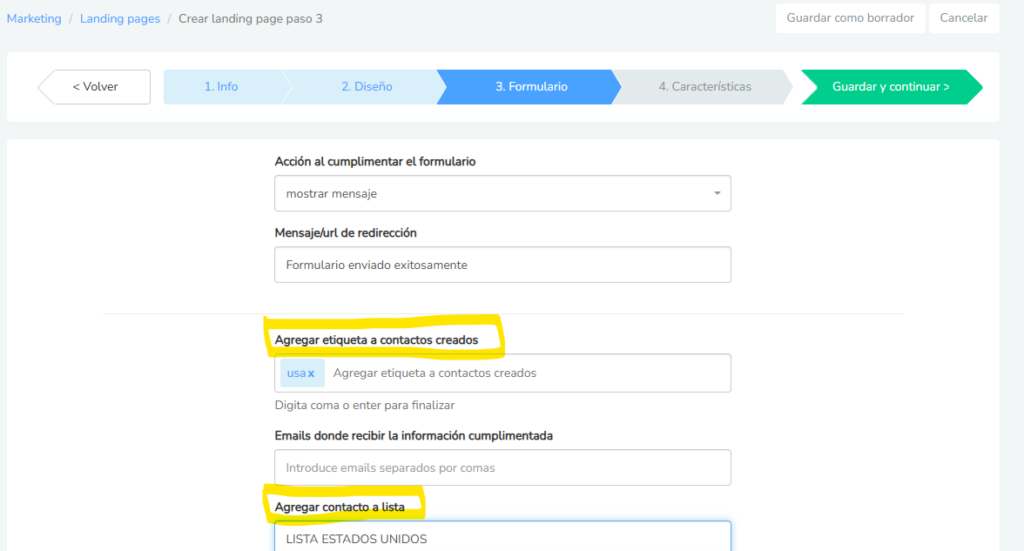 landings y segmentos en un CRM