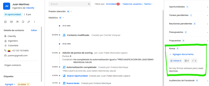 Firma electronica en crm