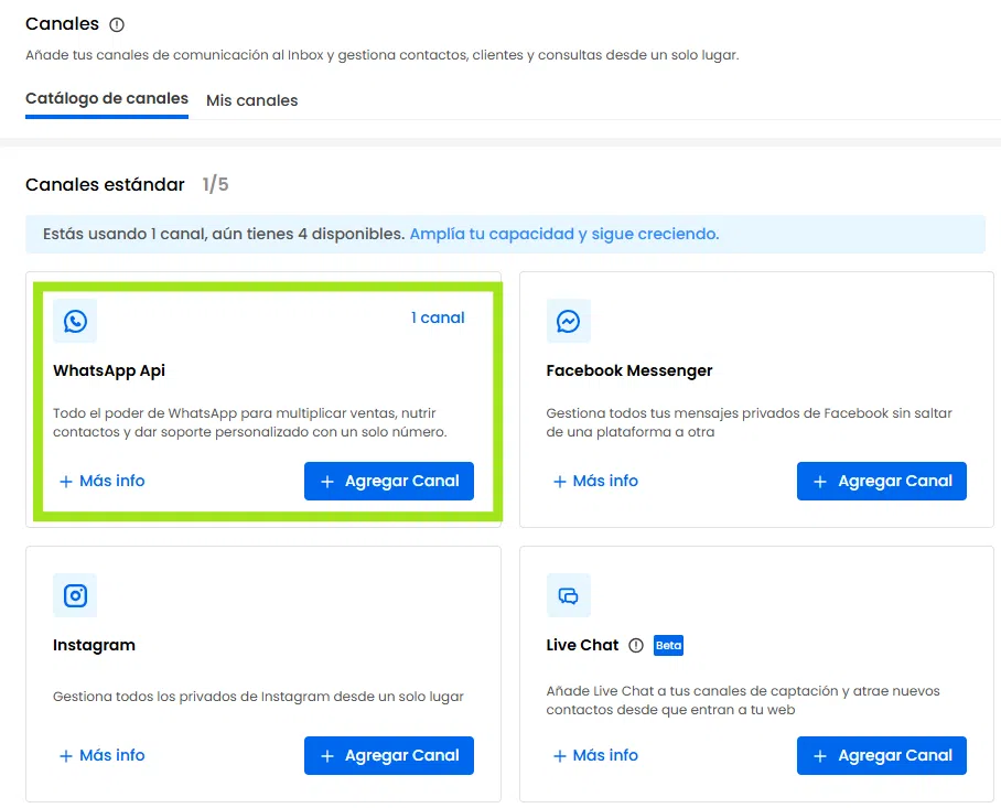 agrega tu whatsapp api en clientify