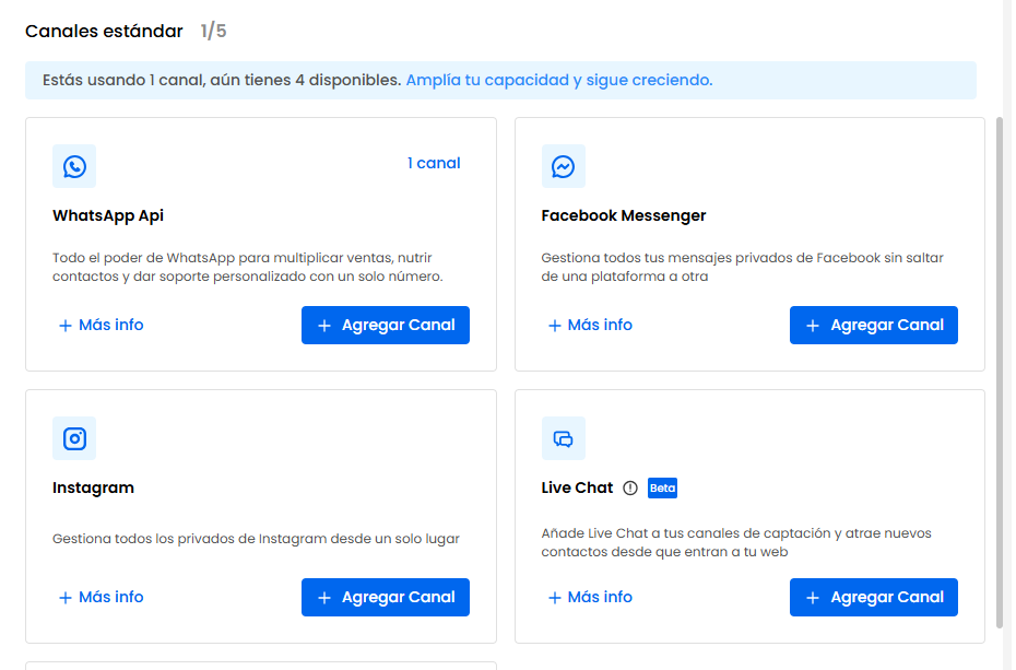 agrega canales al inbox con ia

