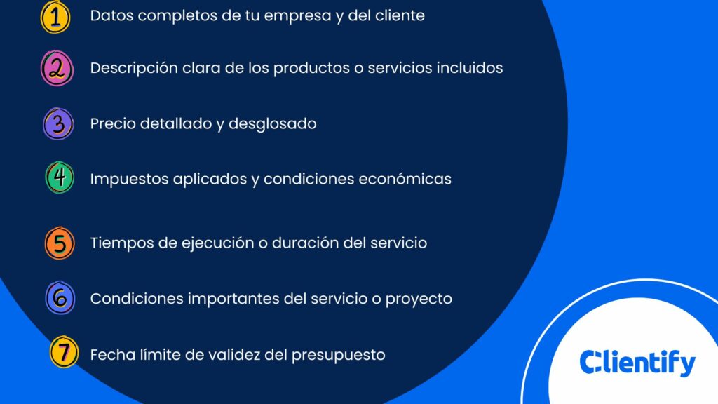 Elementos clave de un presupuesto online