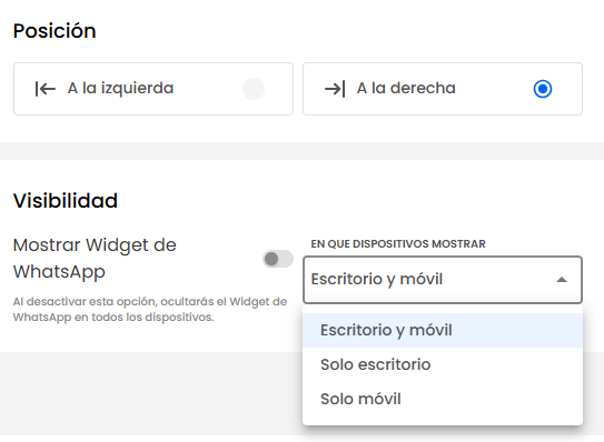 ¿Cómo instalar WhatsApp en tu web? 6 posicion y visibilidad del widget de whatsapp