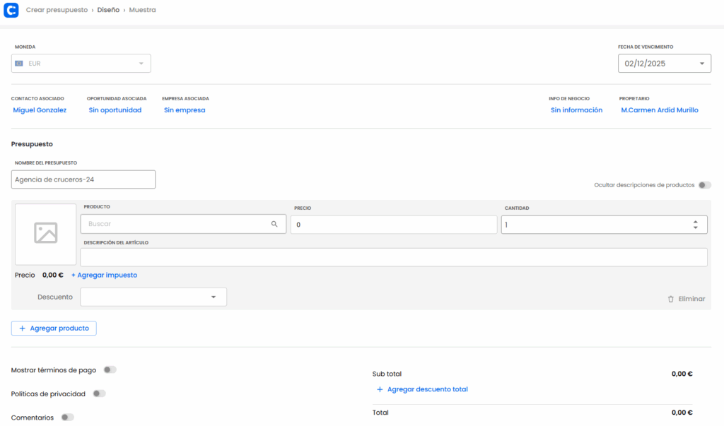 edita tu presupuesto online