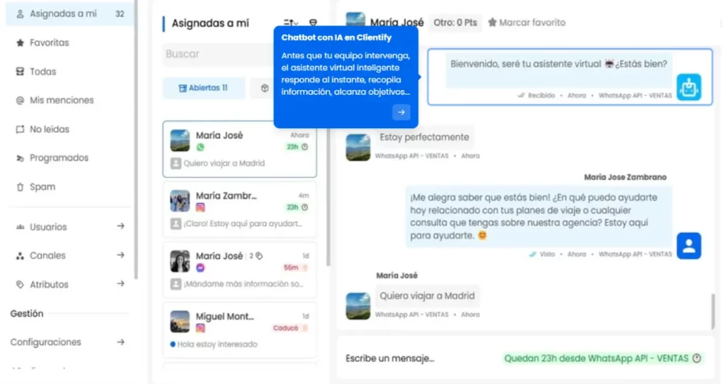 Chatbot con IA en un crm