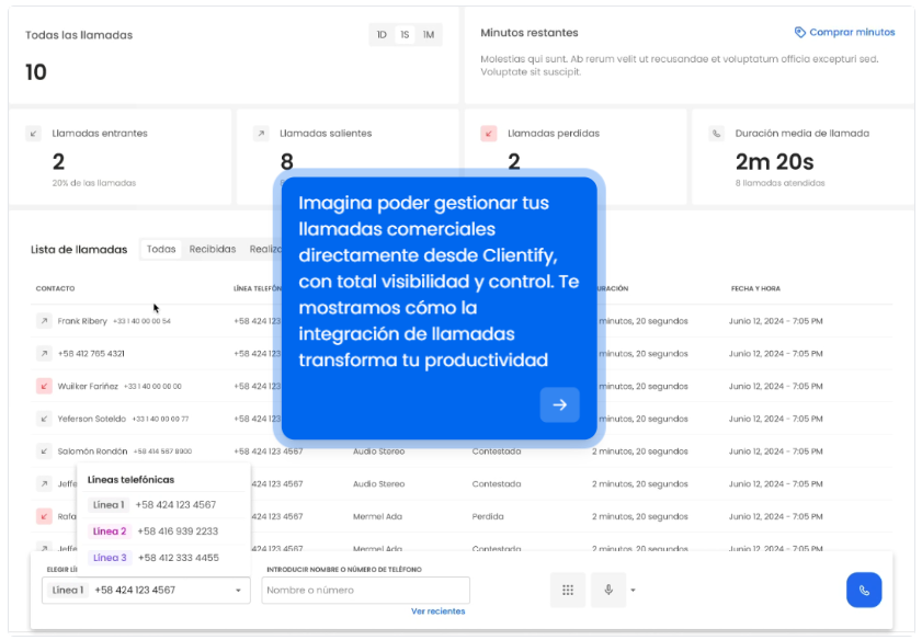 telefonia IP en Clientify