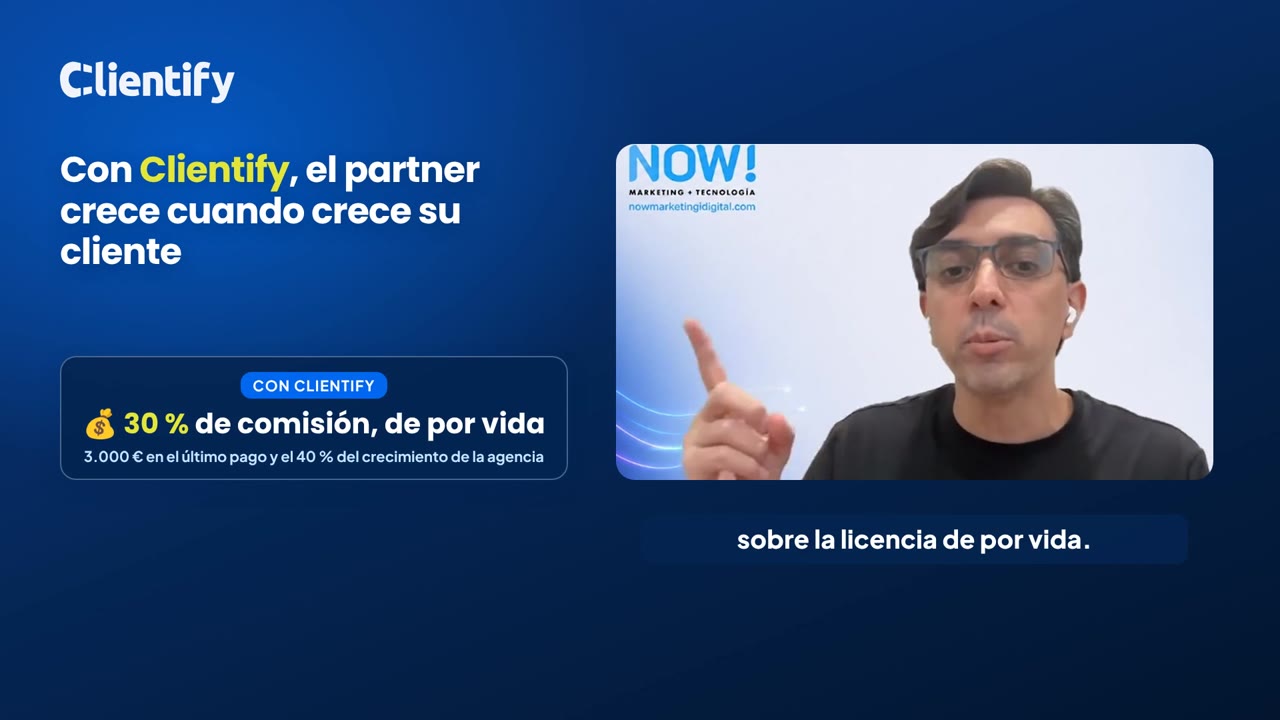 Testimonio en vídeo de Pablo Calderón, director de NOW! Marketing Digital, partner de Clientify